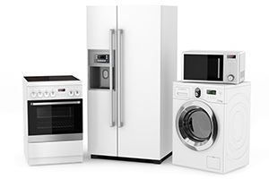 Group Of Household Appliances On A White Background