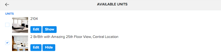 Edit individual Units in Pendo's rental listing website builder
