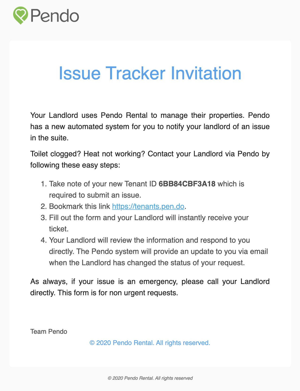 What does the tenant invitation for the Issue Tracker look like? – The